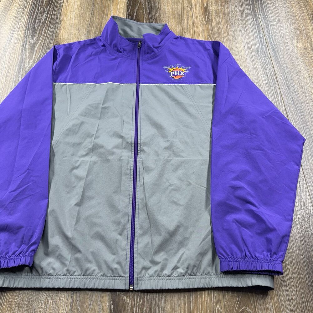 Phoenix Suns Windbreaker Mens XL Purple Gray NBA Basketball Team Warm Up Jacket